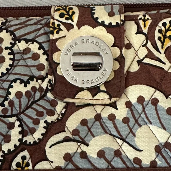 Vera Bradley Brown and Cream Paisley Wallet - Picture 2 of 10